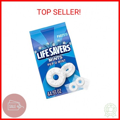LIFE SAVERS Pep-O-Mint Breath Mint Bulk Hard Candy, Party Size, 44.93 oz Bag