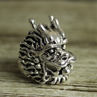 handmade Chinese Dragon Hand Crafted Recycled Sterling Silver Black Onyx Dragon Ring