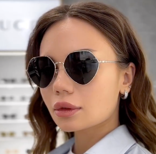 Pre-owned Gucci Gg1182s-001 Gold Gold Grey Sunglasses In Gray