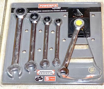 Powerfix Ratschenschlüssel Ringschlüssel Set 5 tlg. 8 10 13 14 17 mm 