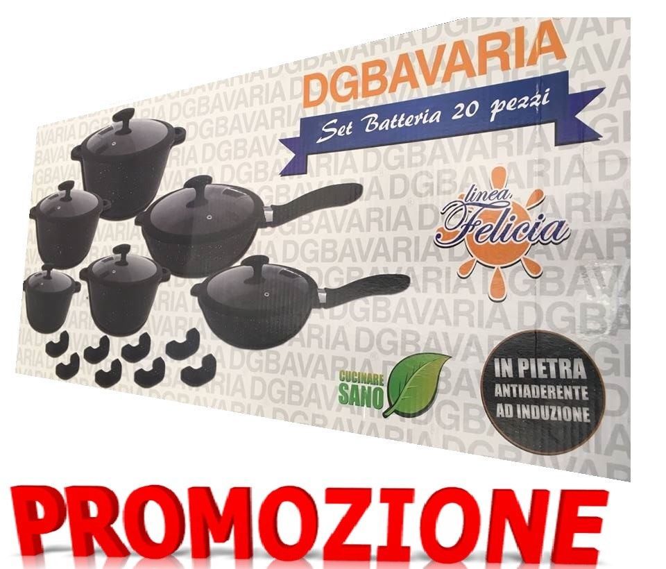 Set Batteria Pentole 20 Pz In Pietra Antiaderente Ad Induzione Con Coperchio sus
