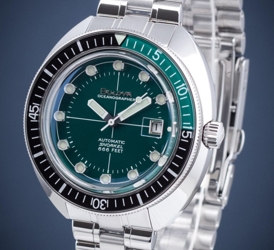 Pre-owned Bulova Oceanographer Automatic Sapphire Devil Diver Green Dial Men's Watch