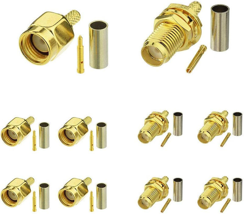 SMA Crimp Connectors Kit SMA Male + SMA Female Crimp Solder Connector Kit Attach