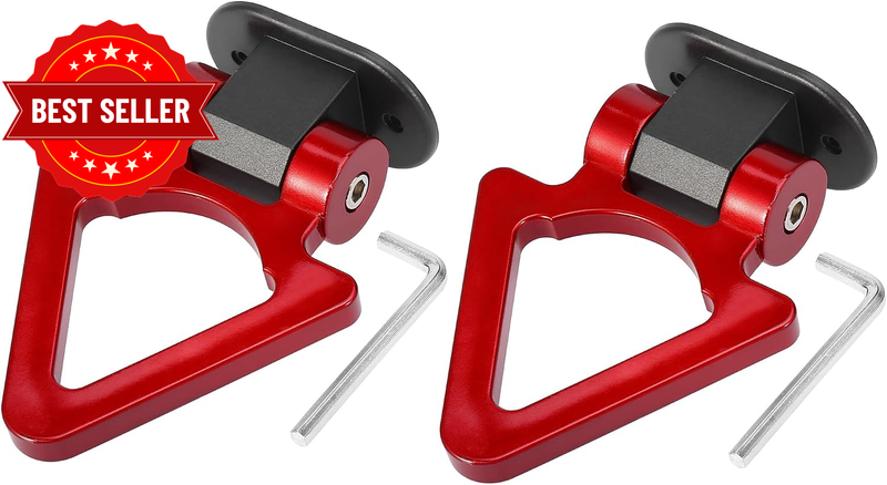 2 Set Red Triangle Car Tow Hook Decor Bumper