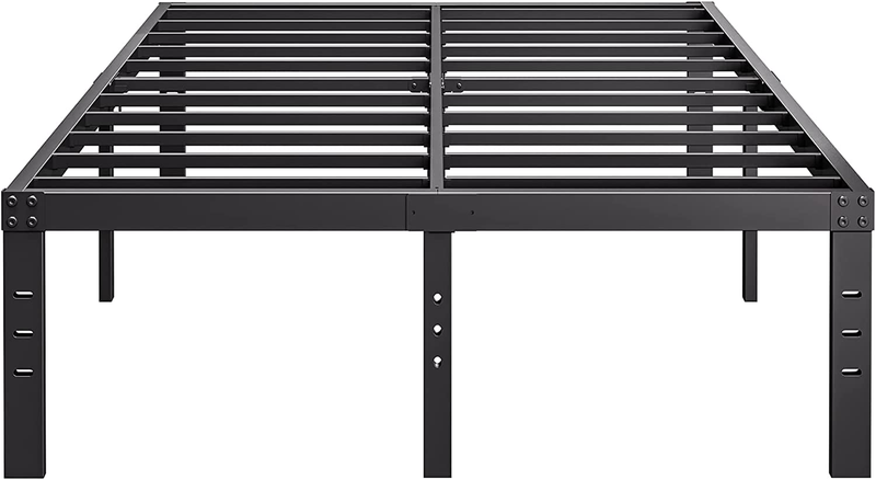 , Tall Heavy Duty Black Metal Bed Frames No Box-spring Ne