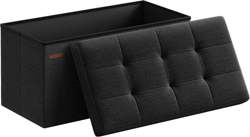 Mazie Collection - 30 Inches Folding Storage Ottoman Bench, Ottoman Foot Rest, E