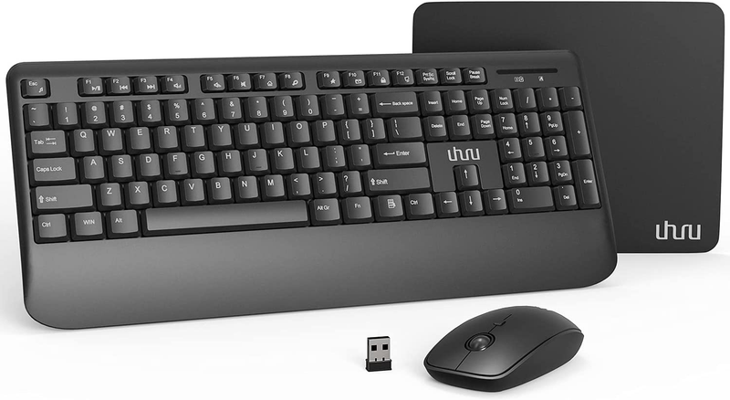 Wireless Keyboard and Mouse Combo, UHURU 2.4Ghz Ergonomic Computer Keyboard with