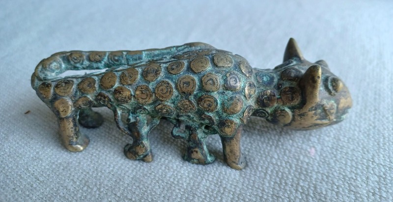 Rare Important Poids Akan Femelle Leopard Allaitant Art Africain