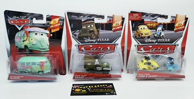 LOT OF 3 - Disney/Pixar Cars - Pit Crew 95 (FILLMORE,SARGE,LUIGI & GUIDO) - NEW!