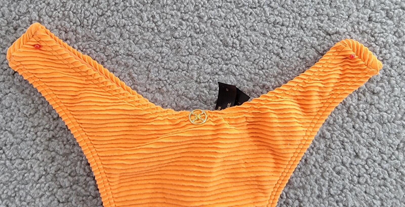 ViX Kayla Giulia Bikini Bottom Women's S Tangerine Ribbed Elastic Waist Pull On - Picture 15 of 19