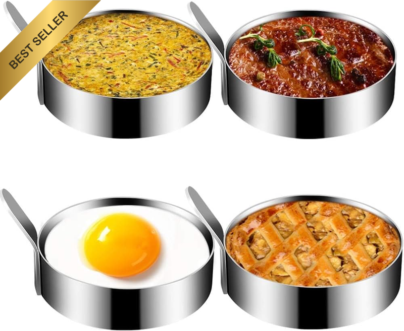 Stainless Steel Egg Rings - Non-Stick Muffin Molds, Durable Metal Circle for Coo