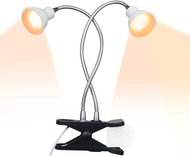 Grow-Light Plant  Sunlike Gooseneck Growing Lamps Dual Head w/ Clamp for Plants