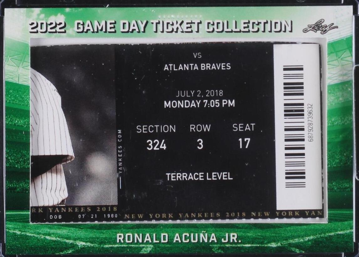 2022 Leaf Game Day Ticket Collection - Ronald Acuña Jr. #TC-88