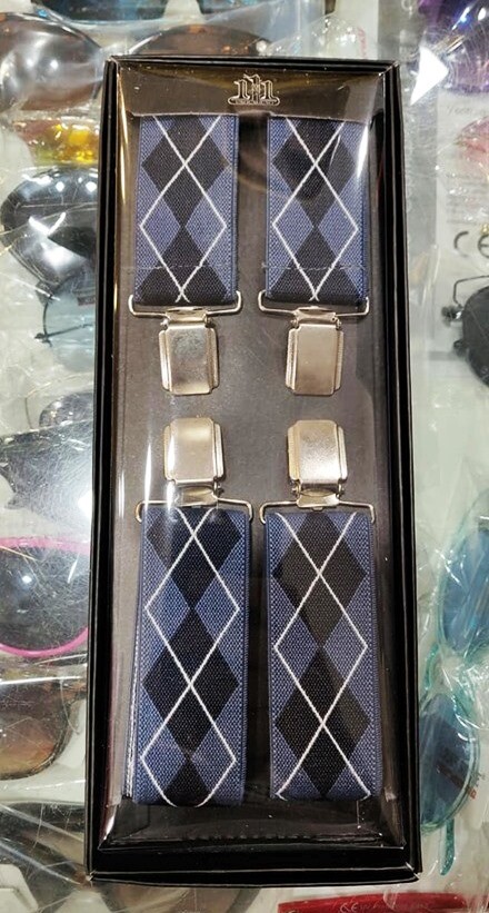 Bretelle Elasticizzate Uomo Donna Cinghia Regolabile Scozia Blu Nero hac