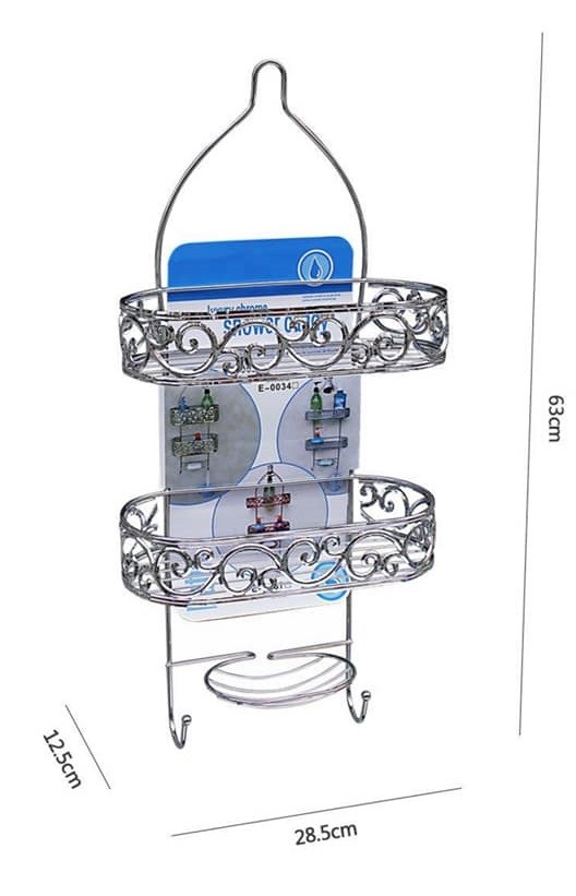 Mensola Organizer Bagno Doccia a 3 Livelli Ripiani Appendini Cromato 52716 dfh