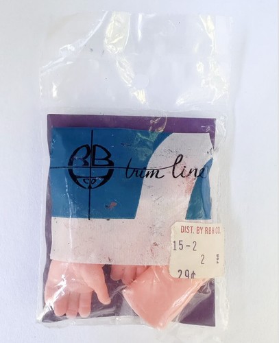 Vintage Trim Line Plastic Vinyl Baby Doll Arms Hands RB Howell Co NOS 1 Pk 4 pc