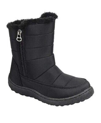 Kids Girls Waterproof Ankle Snow Boots Winter Warm Fur Zipper Anti- Slip Size