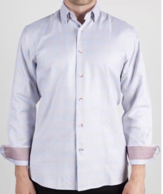 Luchiano Visconti Black Men's Long Sleeve Shirt Geometric Print #3759, Medium