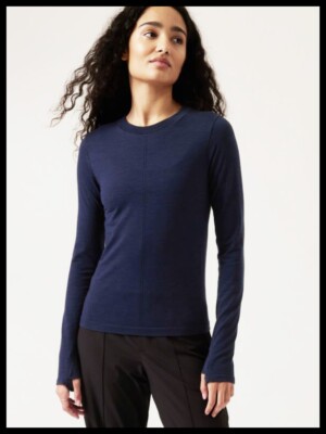Athleta NWT Women's Ascent Seamless Top Size Large  Color Navy