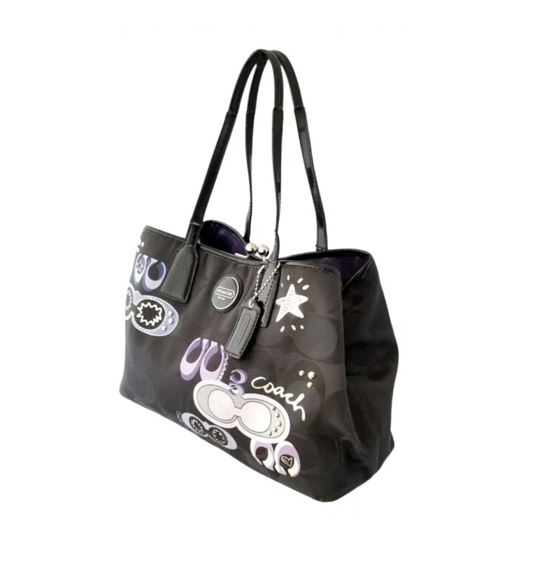 バッグ Coach Optic Signature Bag & Coin Case COACH Optic Signature Purple Pouch Bag & Coin Case Set