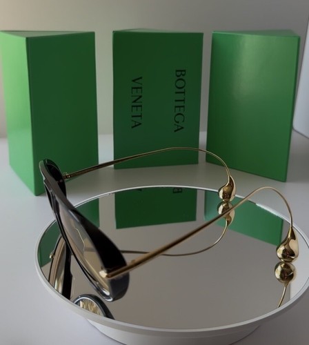 Pre-owned Bottega Veneta Bv 1273s 003 Black Gold Limited Edition Earrings Sunglasses In Yellow