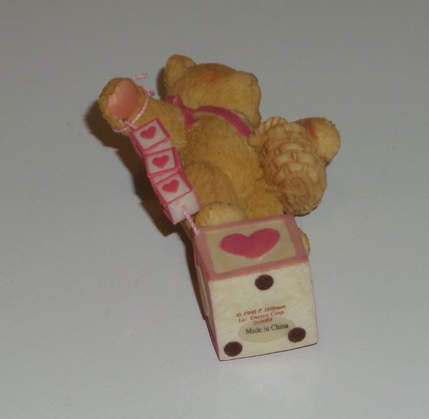 Bear Figurine w/ Basket of Hearts Blocks  203084 Teddy 3