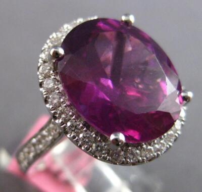 EXTRA LARGE 11.15CT DIAMOND & AAA RHODOLITE 18KT WHITE GOLD OVAL ENGAGEMENT RING