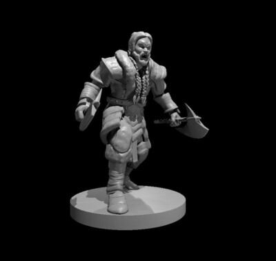 Human Male Barbarian with Two Axes 28mm Scale DND D&D Tabletop Miniature