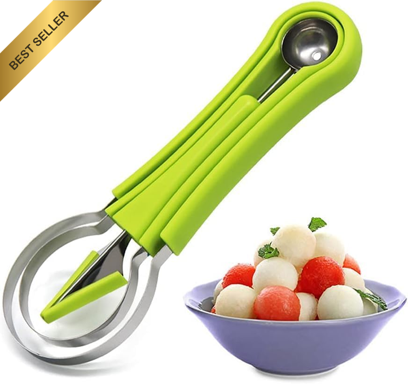 4-in-1 Melon Baller Scoop Set Watermelon Fruit Carving Tools Green