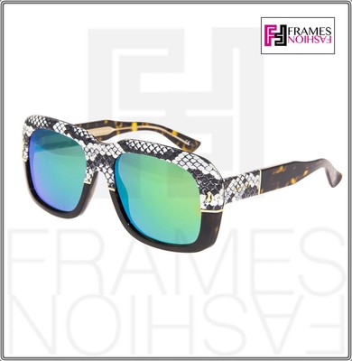 Pre-owned Gucci 1157 Brown Lime Mirrored Ayers Snake Leather Fantasy Sunglasses Gg1157s In Kclz9