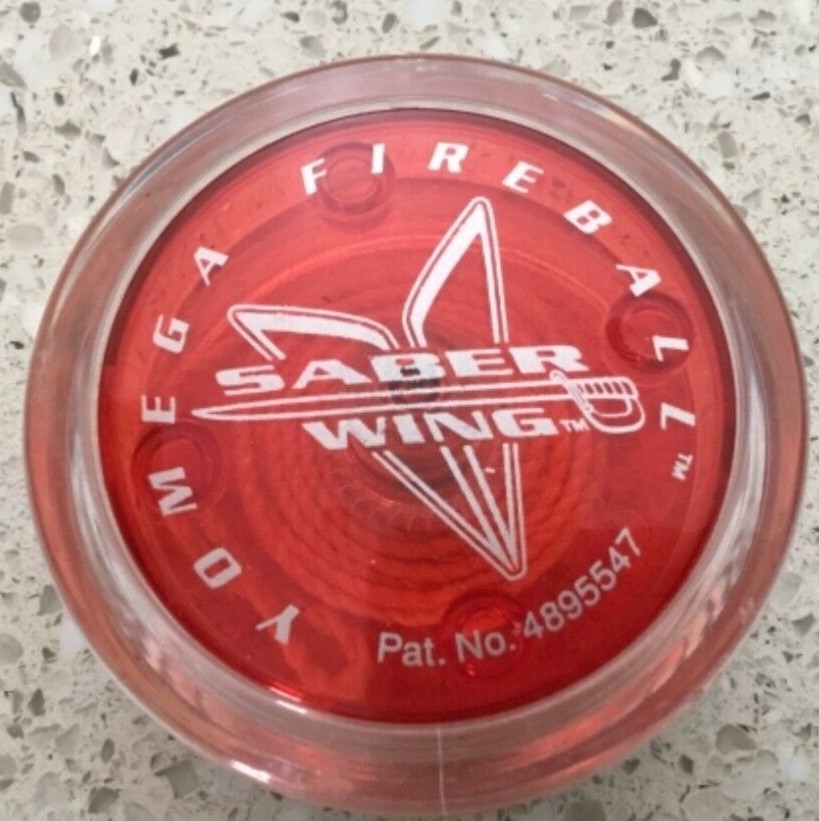 VINTAGE ~ YOMEGA FIREBALL SABER WING Yo-Yo ~ Red/Clear