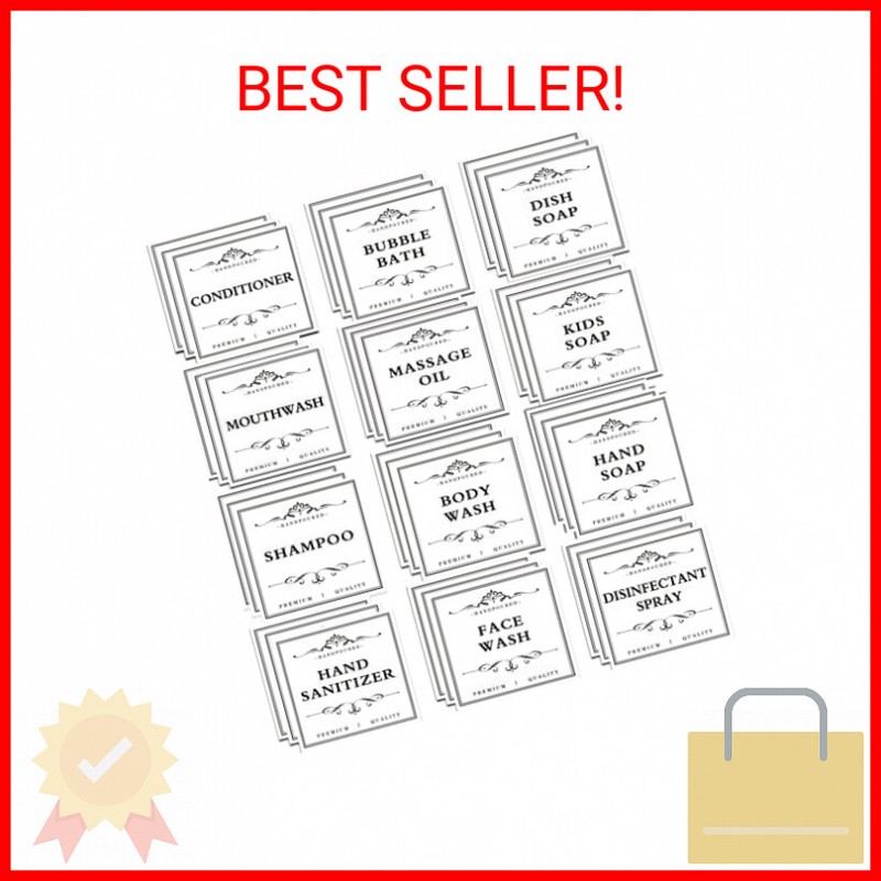 36 PCS Printed Waterproof Labels for Shampoo and Conditioner Bottles,Bathroom So