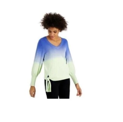 Willow Drive Women's Dip-Dye Tie-Hem Sweater - Blue Sage Combo, Small