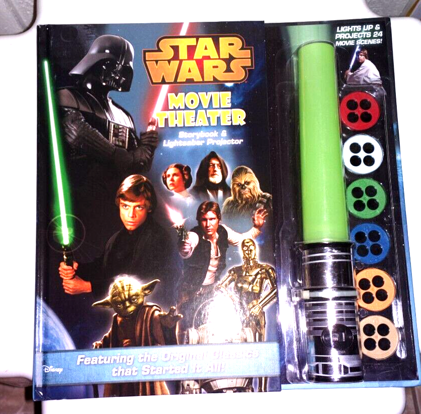 Star Wars Movie Theater Storybook with Light Saber Projector Light Up Toy (NEW)