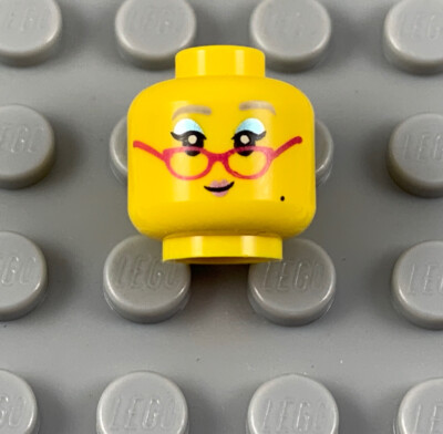 LEGO Female YELLOW SMILING HEAD W/ BLUE MAKEUP BIRTH SPOT & RED SUNGLASSES