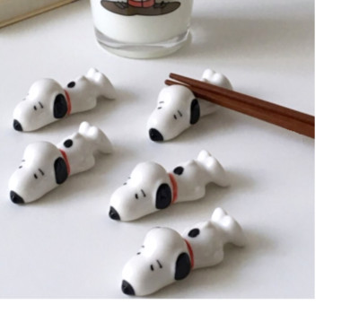 2x Peanuts Snoopy SPOON REST Chopstick REST Ceramic [2 pc Set ]  +  TRACK
