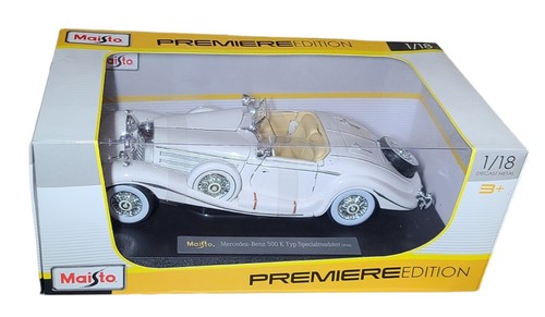 1936 Mercedes 500K Special Roadster White 1/18 Diecast Model