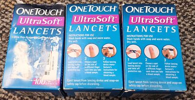 MED0016 -Sealed OneTouch UltraSoft Lancets 275+ Count - 3 Boxes - EXPIRED
