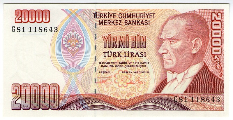 **   Turquie     20000  Lirasi   1995   P-202    Unc   **