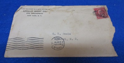 1927 Apollo Shirt Company Broadway New York Letter Invoice & Envelope