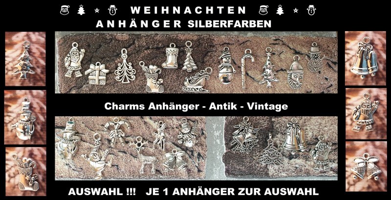 Weihnachten AnhÃ¤Nger - Vintage Stil, Silberfarben, Antik - Je 1 Zur Auswahl !!!