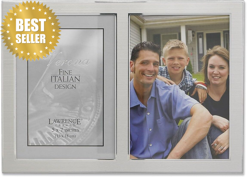 Frames 2-Tone Double Opening Panel Picture Frame, 5 by 7-Inch, Brushed Silver Me