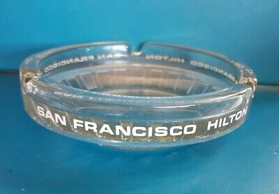 Vintage San Francisco Hilton Hotel Ashtray - Glass_White Font_4.5" /11cm 200g