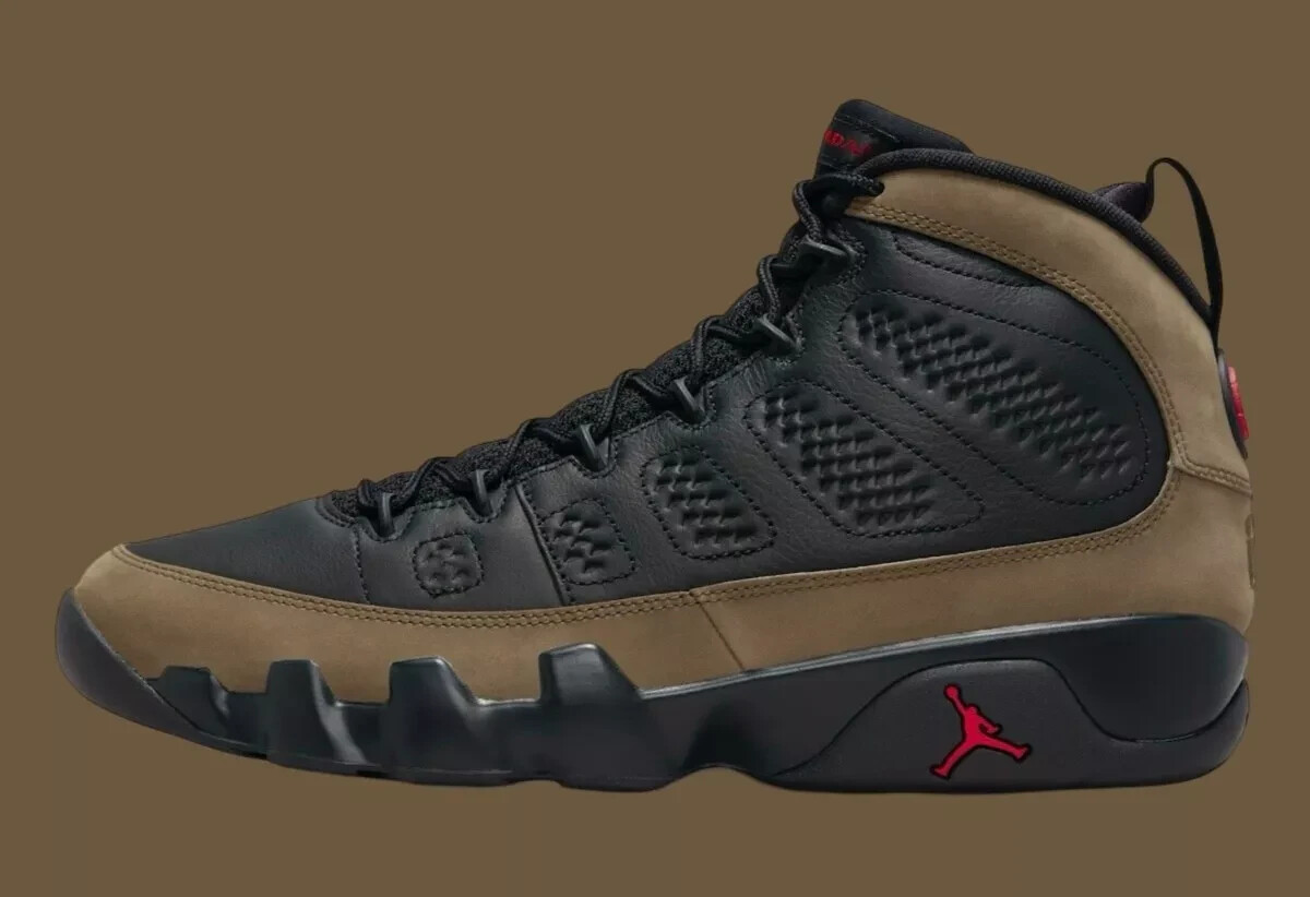 Кроссовки Nike Air Jordan 9 Retro Olive 2024 Коричнево-черные HV4794-030 Мужской размер