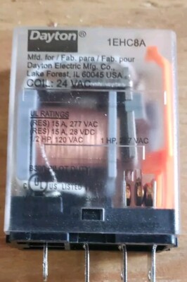 Dayton 1EHC8A General Purpose Relay, 24V Ac Coil Volts, Square, 5 Pin, Spdt