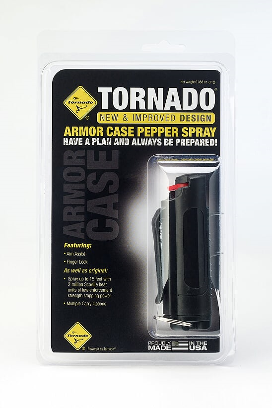 Tornado Armor Case Pepper Spray With Belt Clip, Keyring, Aim Assist, Finger Lock