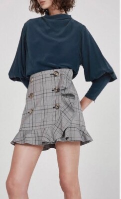 ACLER Penrith Houndstooth Frill Plaid Mini Skirt Short Size AU 10 / US 6 NEW