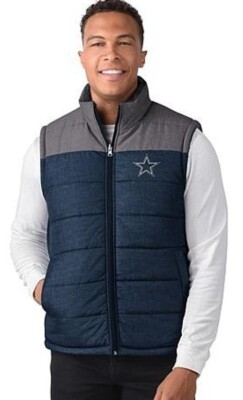 Dallas Cowboys New NFL G-III Carl Banks Puffer Ski Winter Vest Blue Gray Era - S