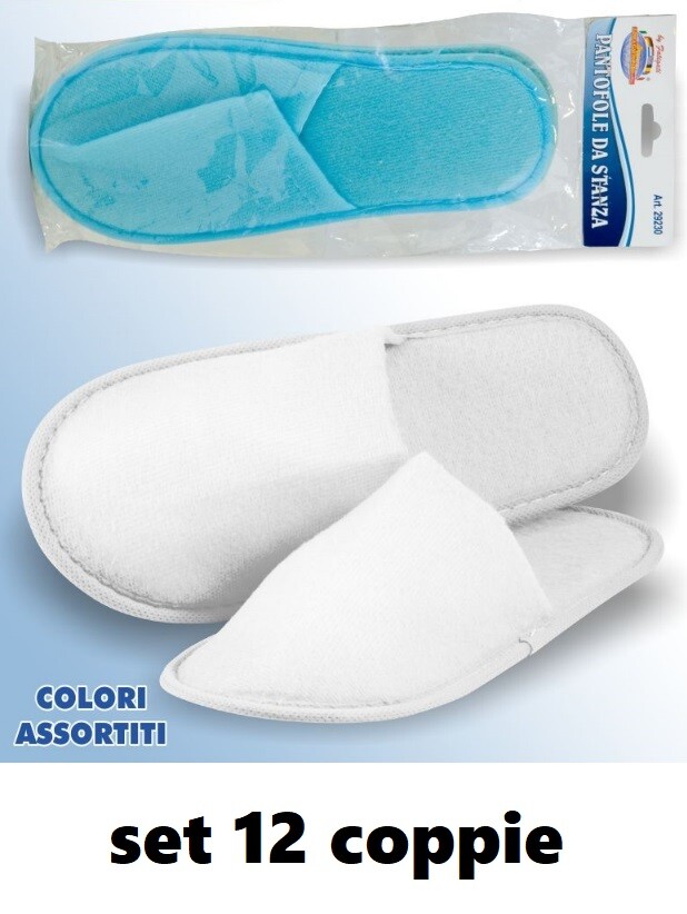 Set 12 Coppie Pantofole Ciabatte In Tessuto Da Stanza Albergo Hotel sus