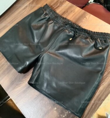 Real Genuine Leather Biker Shorts Women Black Yoga Gym Pants S M L XL